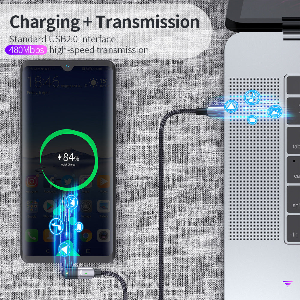 Glosrity 60W/100W USB C to C Cable 180° Rotation, Type C PD Fast Charging Cable Braided Cord