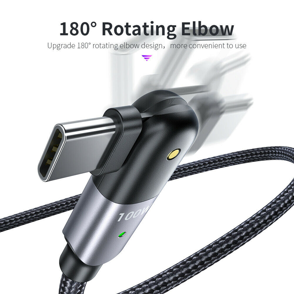 Glosrity 60W/100W USB C to C Cable 180° Rotation, Type C PD Fast Charging Cable Braided Cord