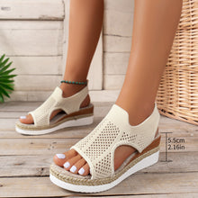 Load image into Gallery viewer, Womens Width Sandals Flat Wedge Heel Fly Weave Casual Hollow Beach Sandals
