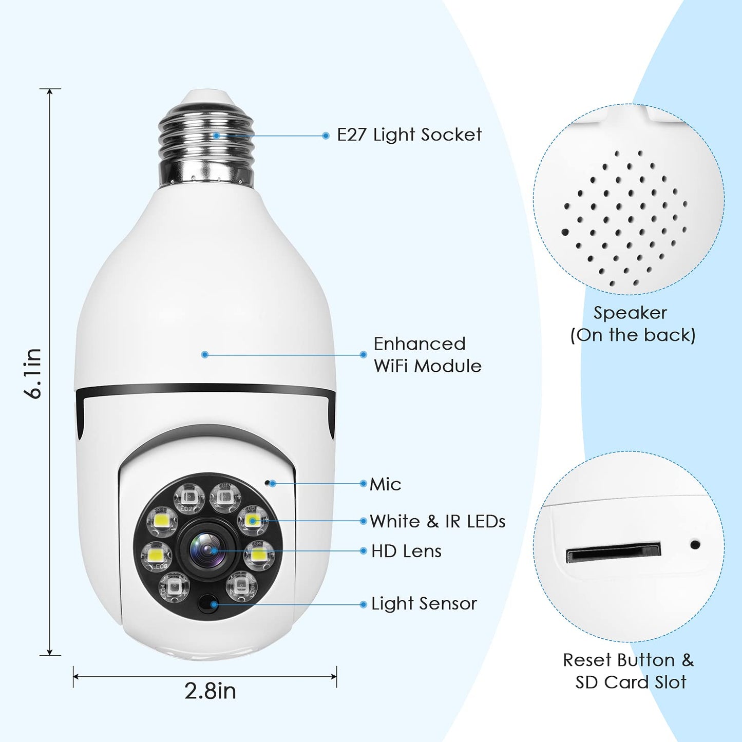 Glosrity Keilini Lightbulb Security Camera