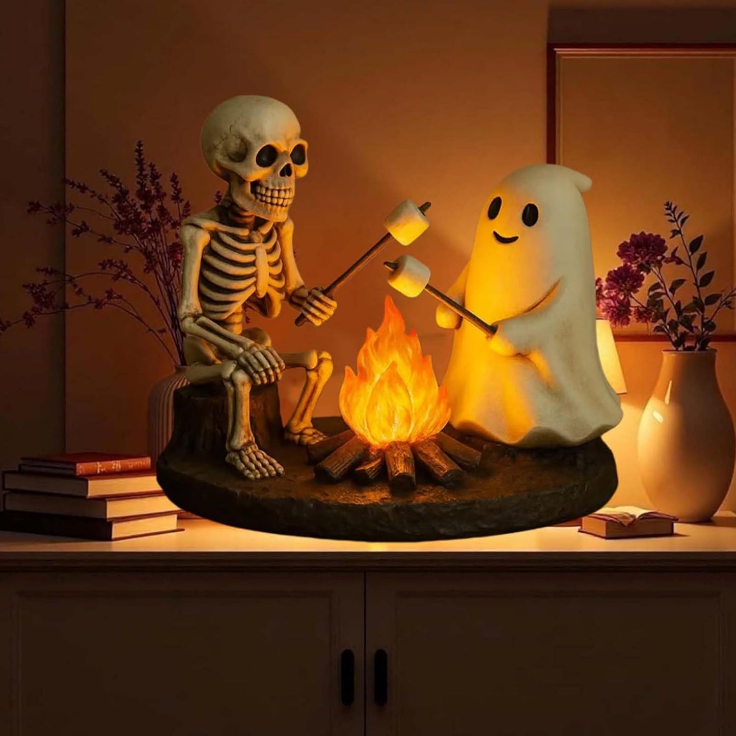 🎃Skeleton & Ghost Bonfire Night Lamp – Spooky Vibes for Your Halloween Décor!👻