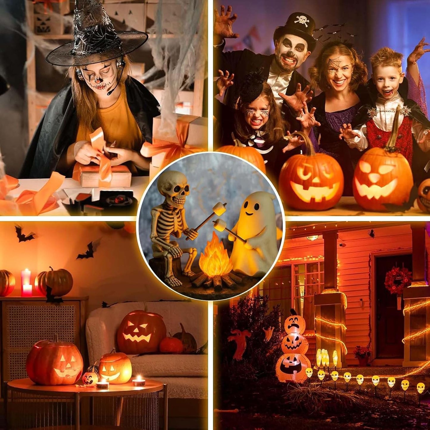 🎃Skeleton & Ghost Bonfire Night Lamp – Spooky Vibes for Your Halloween Décor!👻