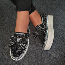 Load image into Gallery viewer, 👡Women Shining Rhinestone Slip-on Loafers with Cute Bowknot
